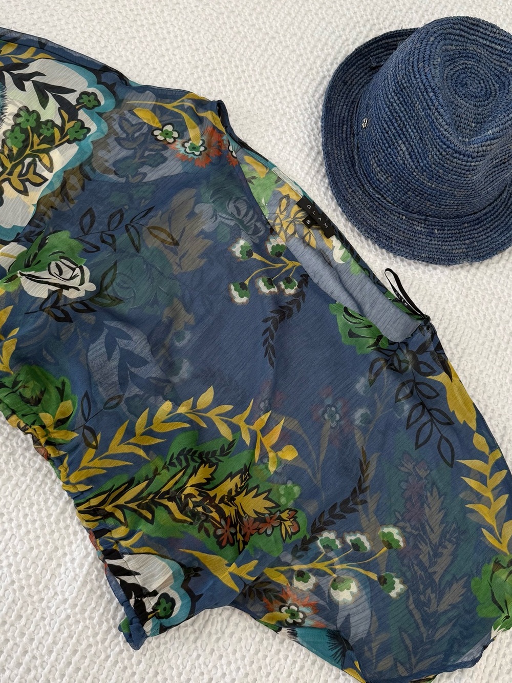 NWT Glam Floral Patterned Sheer peplum Blouse